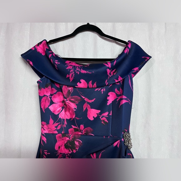 Alex Evenings Floral Off Shoulder Side Ruched Dress Size 8 NWOT - Picture 6 of 7